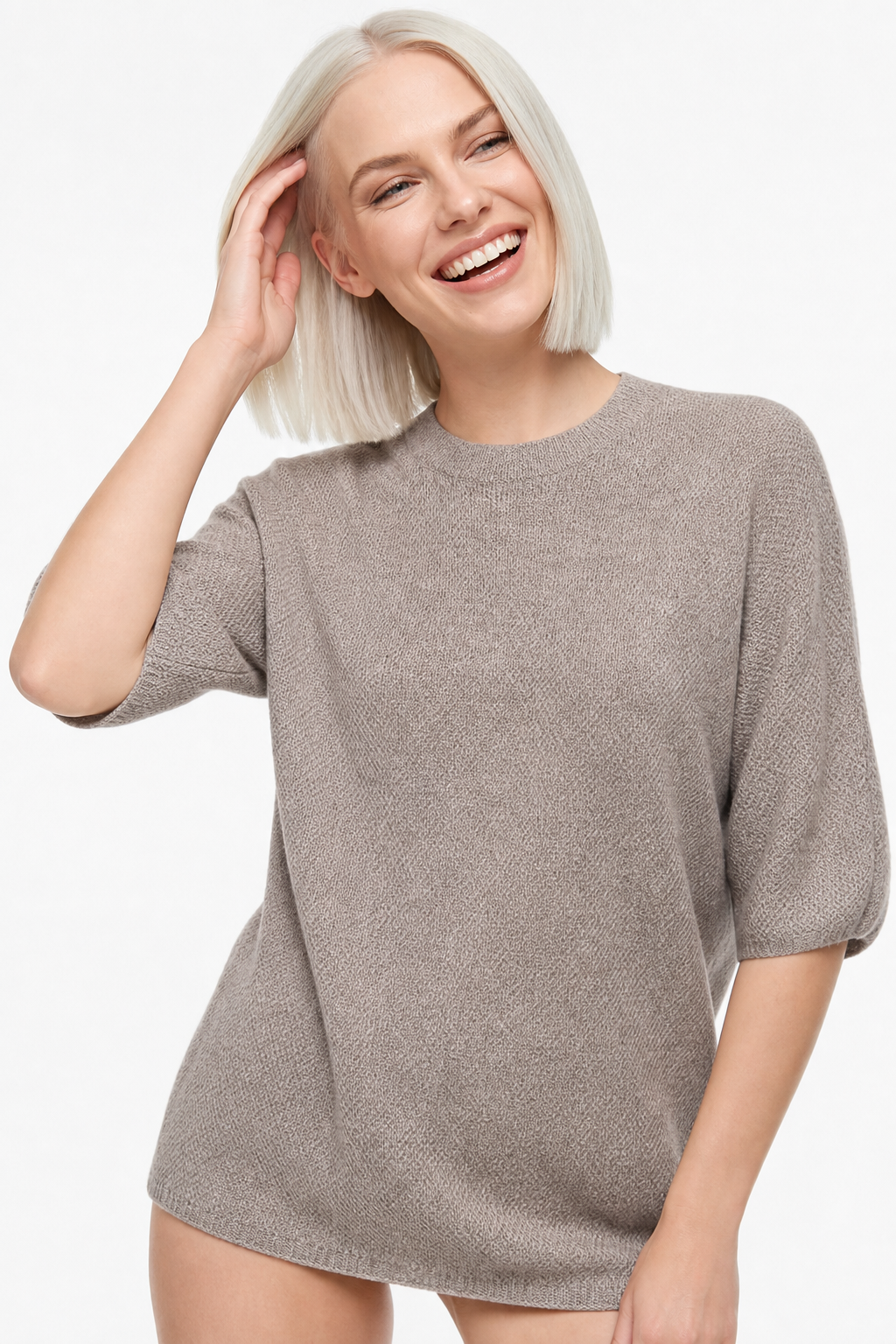 Christine Brewer Frankie wool sweater for women, soft knit sweater in neutral tones, featuring a cozy, relaxed fit.