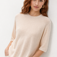 Christine Brewer Frankie wool sweater for women, showcasing a cozy, stylish knit sweater in a neutral color on a model.