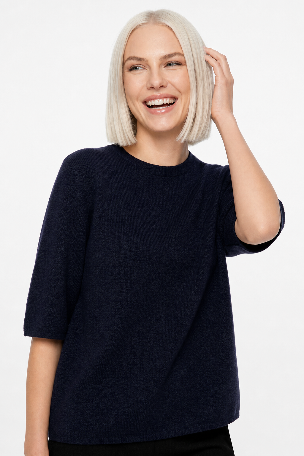 Cream-colored Frankie wool sweater for women by Christine Brewer, featuring a cozy, textured knit design.