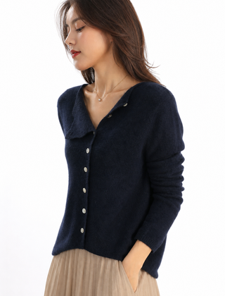 Dorothy knit sweater for women by Christine Brewer, featuring a cozy, fitted design in soft, neutral fabric.