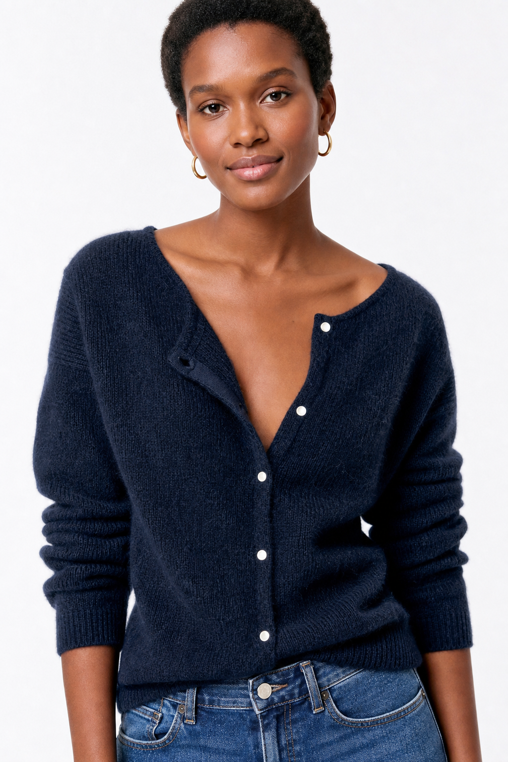 Hattie mohair knit top for women by Christine Brewer, soft cream-colored sweater with a relaxed fit and textured knit pattern.