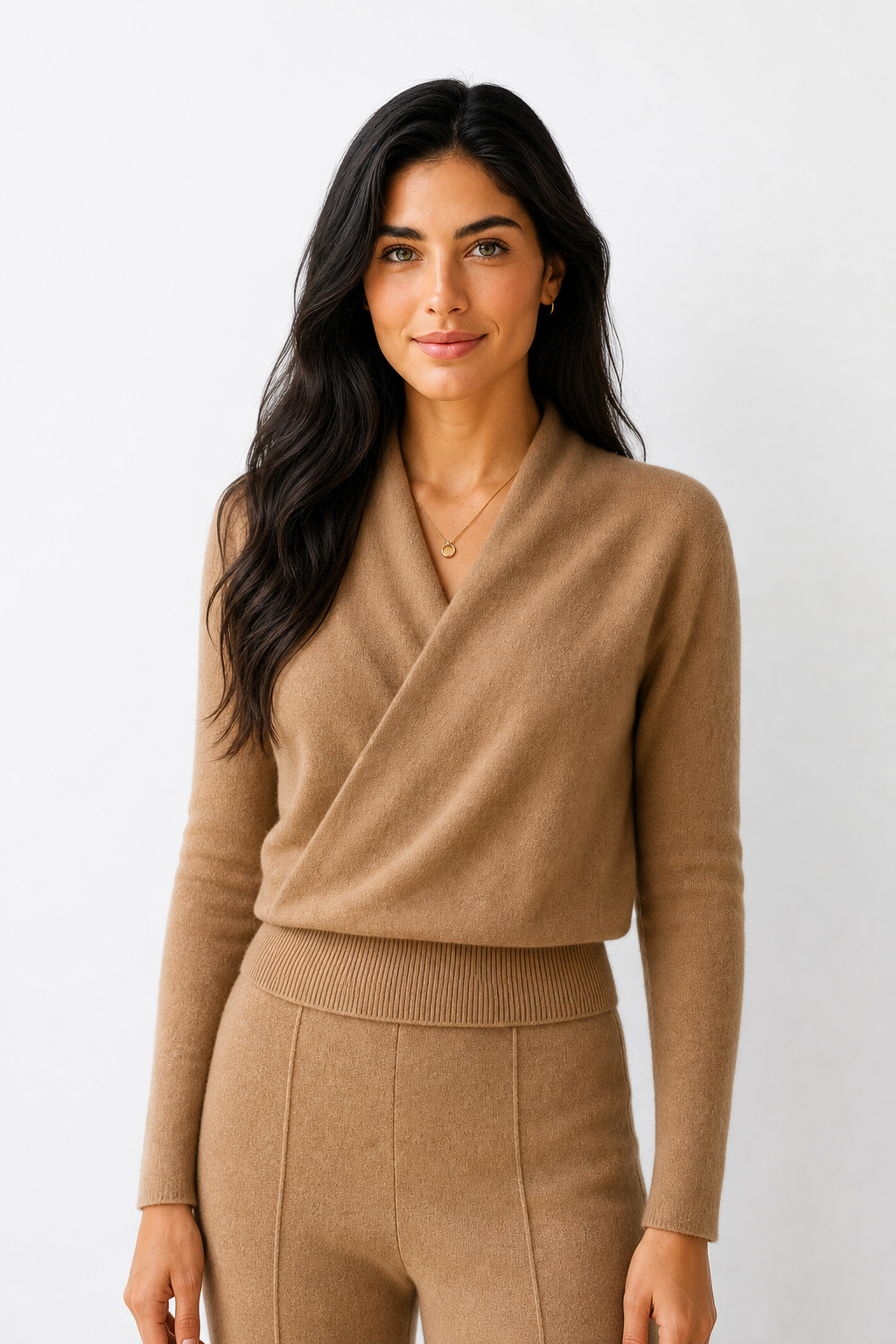 Cream-colored Helen cashmere sweater for women by Christine Brewer, featuring a cozy, soft knit with a relaxed fit.