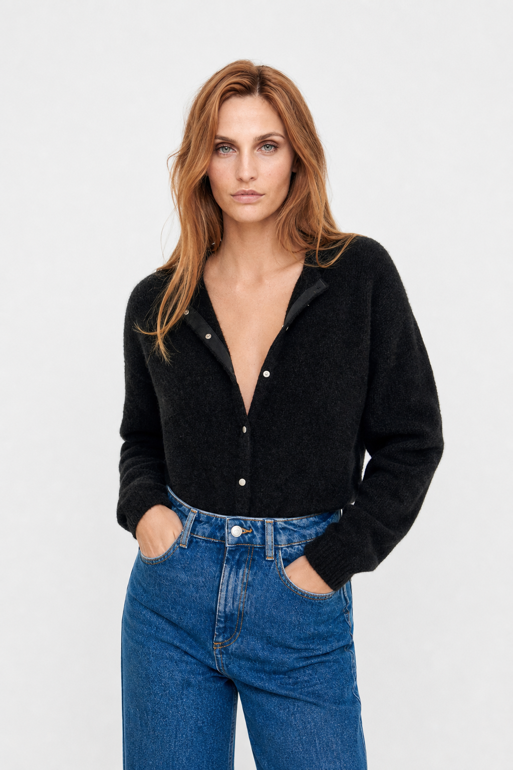 Cream-colored Hattie mohair knit top for women by Christine Brewer, featuring a cozy, stylish sweater with a soft, textured fabric.