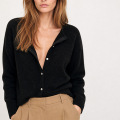Cream-colored mohair knit top for women, Hattie by Christine Brewer, featuring a cozy, stylish design with a soft, textured fabric.