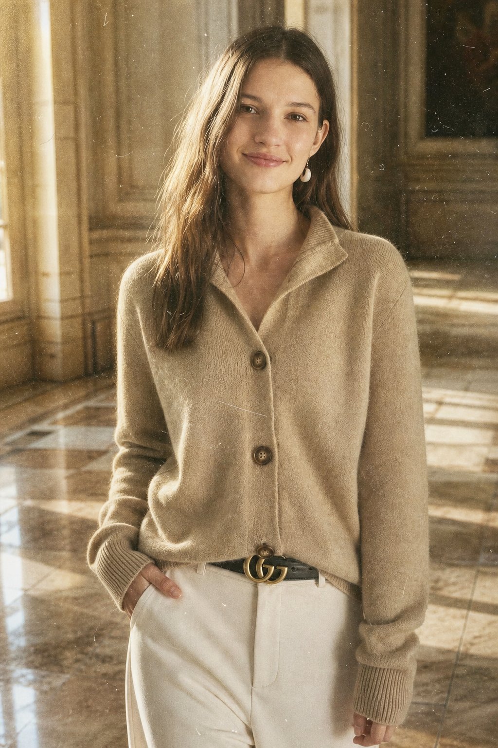 Christina cashmere high neck cardigan for women, in a soft, cozy knit, featuring a stylish high neckline and long sleeves.