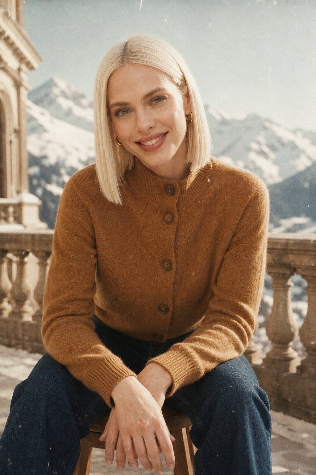 Christina cashmere high neck cardigan for women, featuring a soft knit fabric and a stylish, cozy design by Christine Brewer.