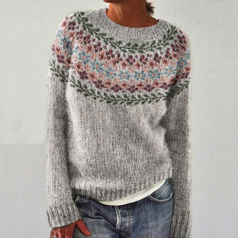 Anouska | Fair Isle Oversized Crew Neck Sweater for Women