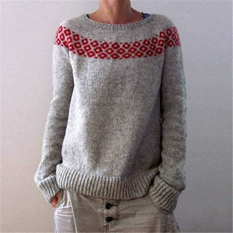 Wibke | Women's Christmas Sweater Nordic Fair Isle Crew Neck Knit Pullover Warm Holiday Knit