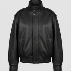 Willow asymmetric faux leather jacket for women by Christine Brewer, stylish black jacket with a modern, edgy design.