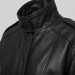 Willow asymmetric faux leather jacket for women by Christine Brewer, featuring a stylish, modern design and sleek black finish.