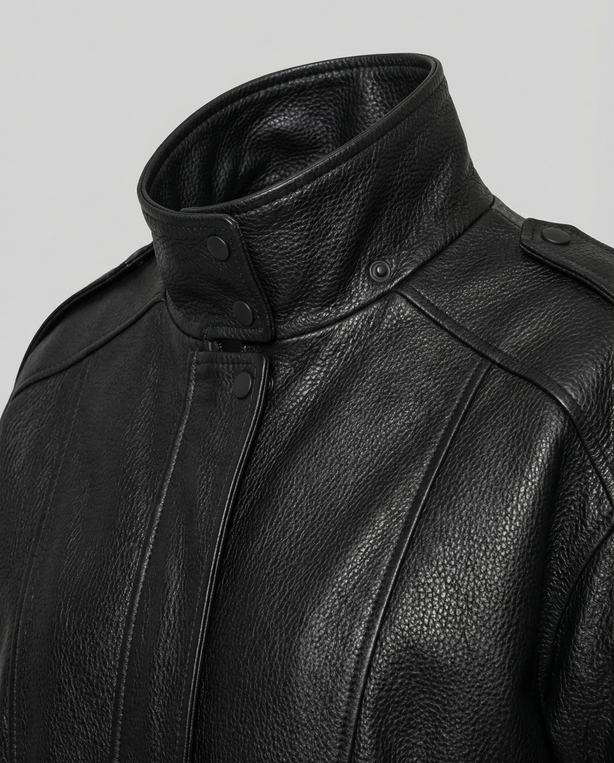 Willow asymmetric faux leather jacket for women by Christine Brewer, featuring a stylish, modern design and sleek black finish.