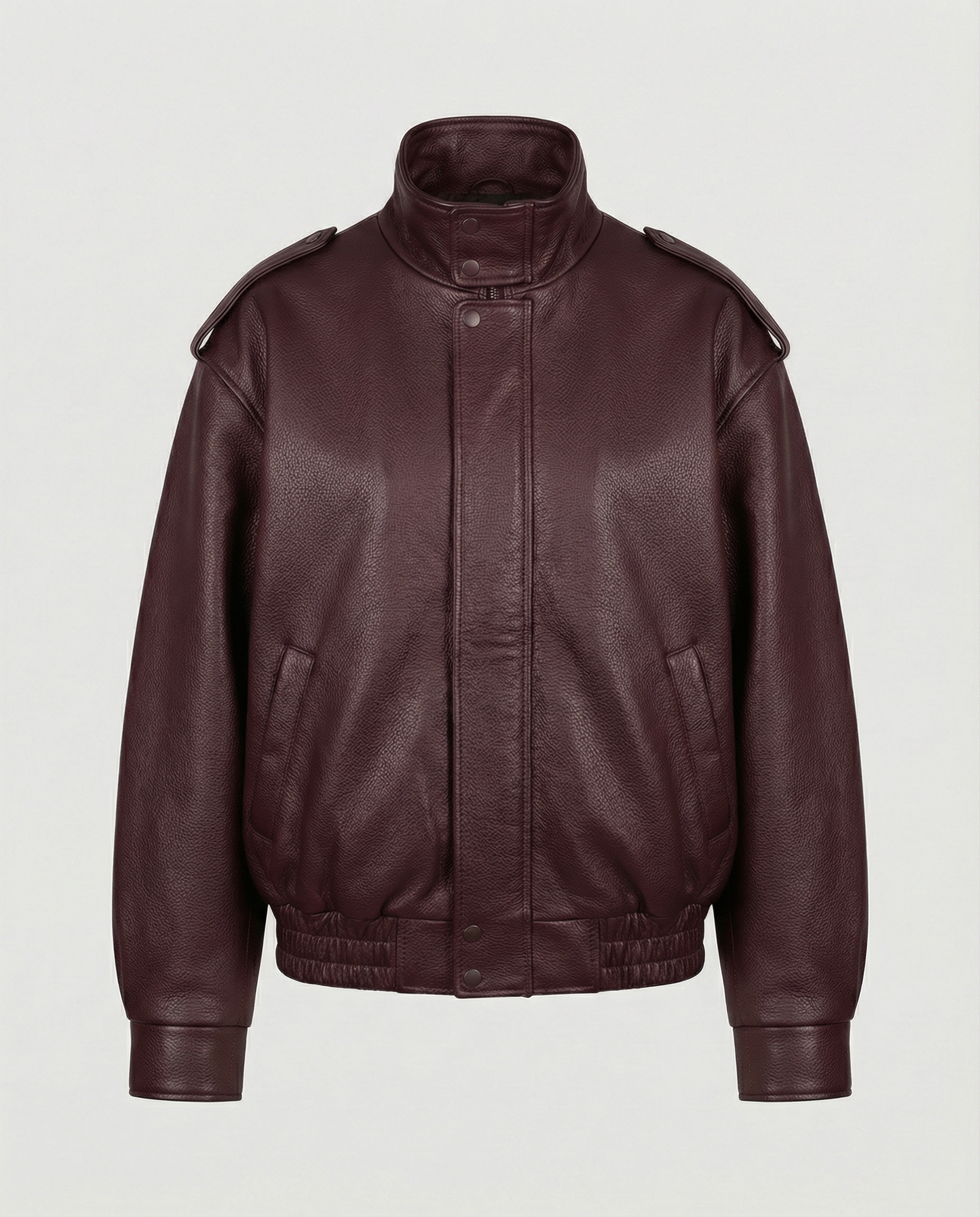 Red asymmetric faux leather jacket for women by Christine Brewer, featuring a stylish and modern design.