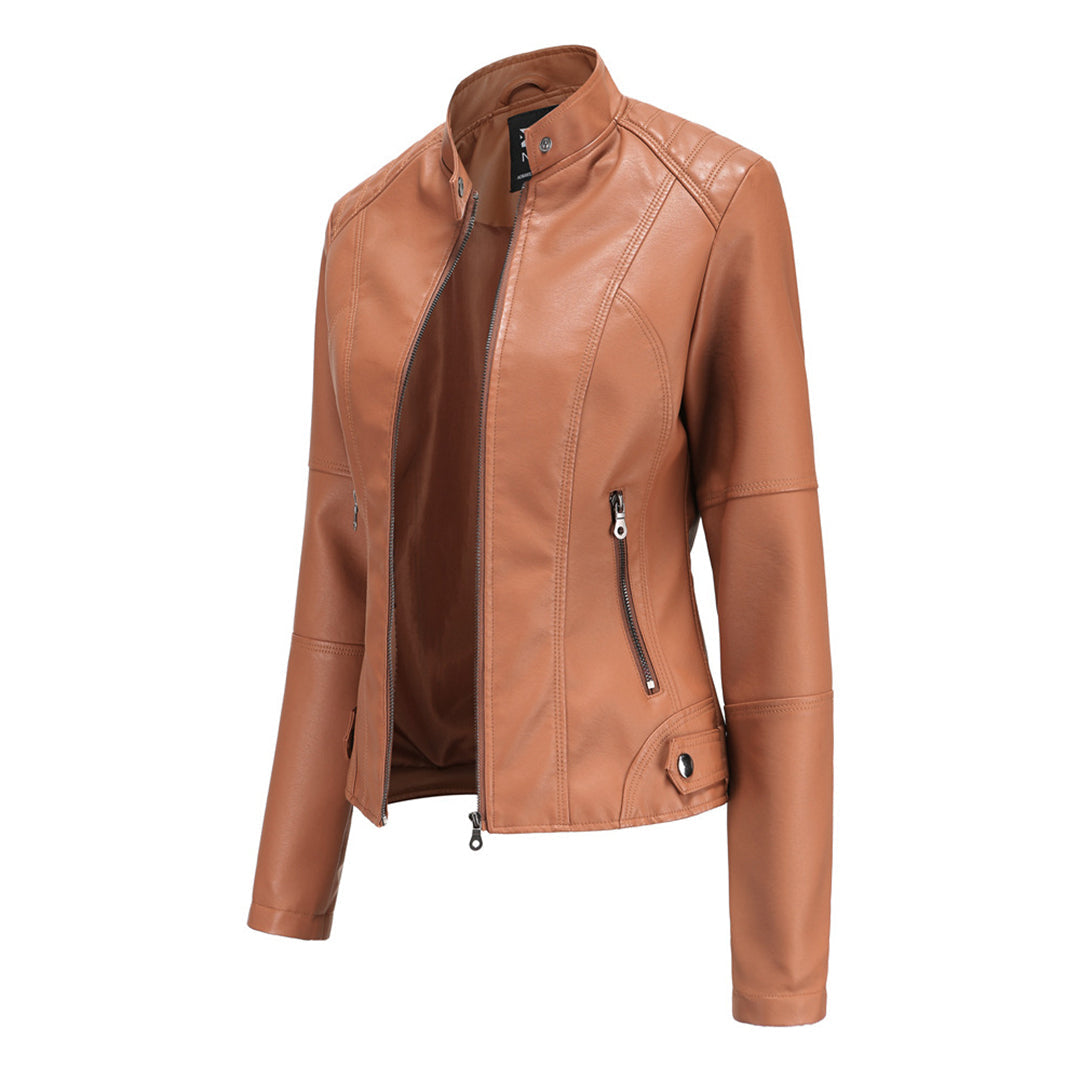 Christine Brewer women's faux leather jacket from the Freya collection, featuring a sleek, stylish design in a vintage look.