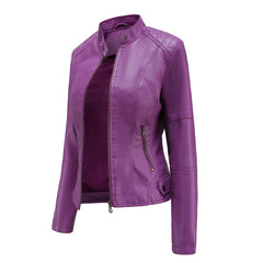 Christine Brewer Sleek Faux Leather Jacket for Women, stylish jacket with smooth faux leather finish and modern design.