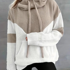 Colorblock Melissa hoodie for women by Christine Brewer, featuring a stylish pullover design with bold color contrasts.