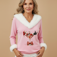 Gwendolyn graphic Christmas sweater for women by Christine Brewer, featuring festive holiday design and cozy knit fabric.