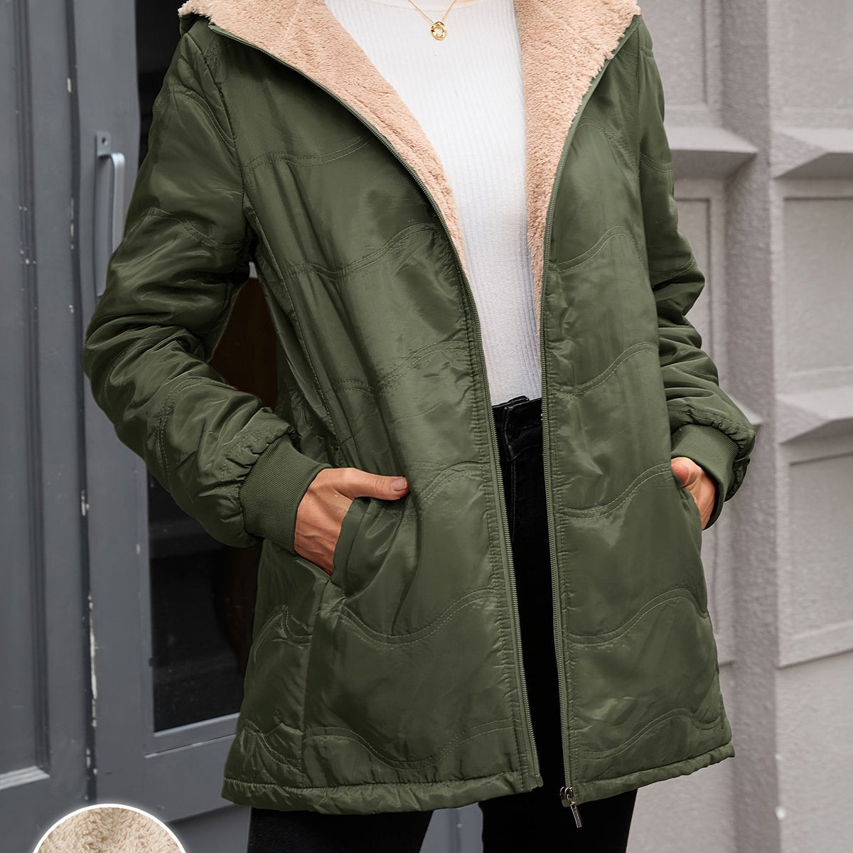 Doreen | Sherpa-Lined Quilted Hooded Puffer Jacket for Women