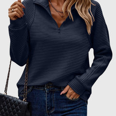 Christine Brewer Ruth women's half-zip sweater in soft knit fabric, featuring a high collar and cozy fit.