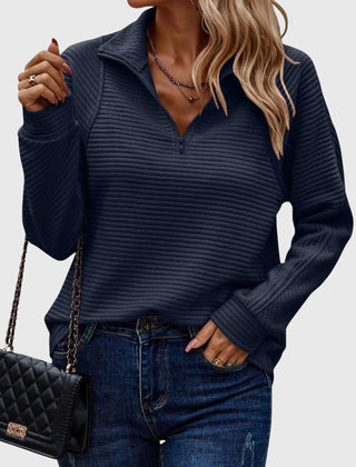 Christine Brewer Ruth women's half-zip sweater in soft knit fabric, featuring a high collar and cozy fit.