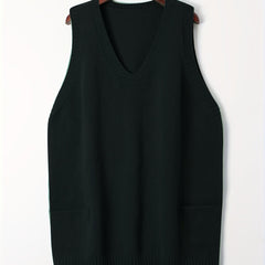 Christine Brewer Kelly V-Neck Sleeveless Knit Sweater Vest for women, showcasing a stylish, fitted knit vest with a V-neck design.