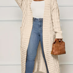 Sadie asymmetric knit cardigan for women by Christine Brewer, featuring a stylish, cozy coat with a unique design and soft fabric.