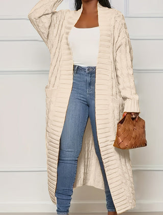 Sadie asymmetric knit cardigan for women by Christine Brewer, featuring a stylish, cozy coat with a unique design and soft fabric.