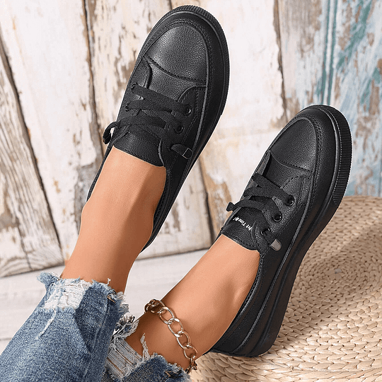 Krizzy chic modern orthopedic women’s shoes in black with comfortable design, suitable for walking and everyday wear.