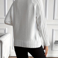 Christine Brewer Rosalind knit sweater for women, soft and cozy with a versatile design, shown in a natural fit on a model.