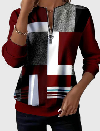 Christine Brewer Patricia half-zip women's sweater in soft knit fabric, featuring a high collar and relaxed fit.