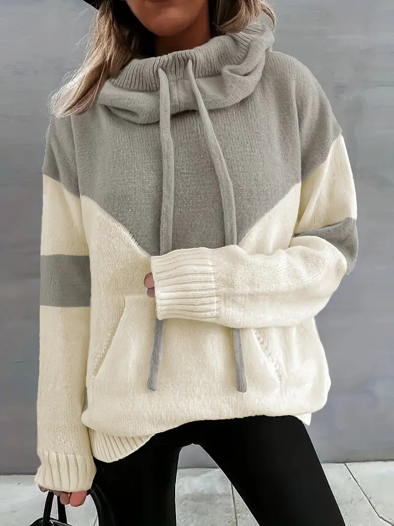 Colorblock Melissa hoodie for women by Christine Brewer, featuring a stylish pullover design with contrasting color panels.