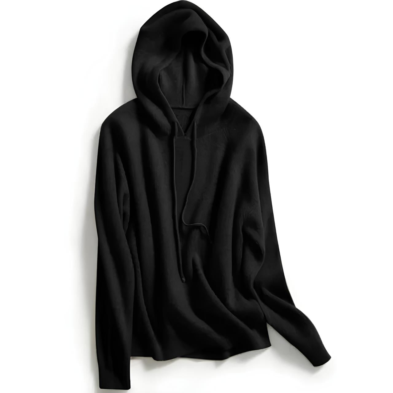 Christine Brewer Claudia cashmere hoodie for women, soft beige fabric, relaxed fit, with hood and long sleeves.