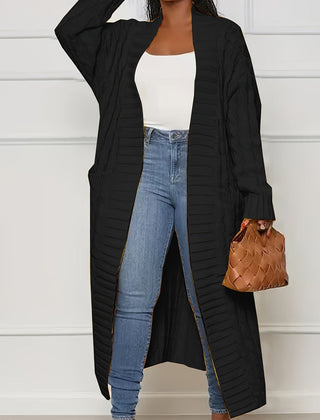 Sadie asymmetric knit cardigan for women by Christine Brewer, featuring a stylish, cozy coat with a unique design and textured fabric.