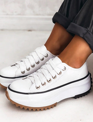 Sylva Christine Brewer women's orthopedic comfort sneakers with flat platform sole, ideal for walking and everyday wear.