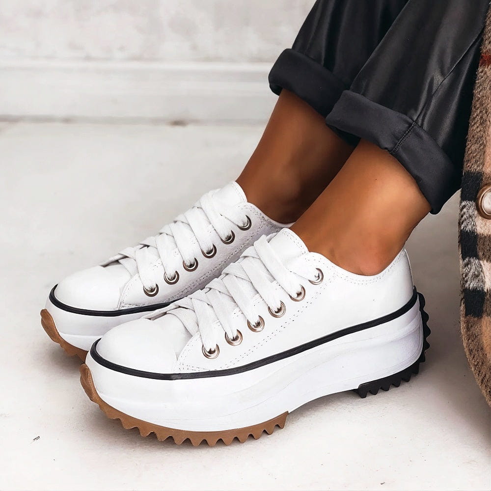 Sylva Christine Brewer women's orthopedic comfort sneakers with flat platform sole, ideal for walking and everyday wear.