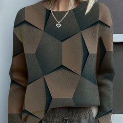 Colorblock sweater for women by Christine Brewer featuring a stylish, cozy design with contrasting color panels.
