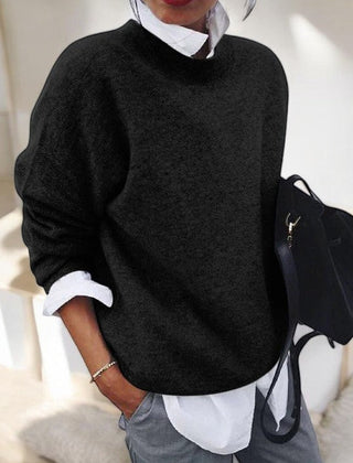 Black Yvonne knit sweater for women by Christine Brewer, featuring a cozy, stylish design and a comfortable fit.