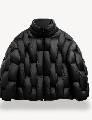 Black Loravelle20251123 puffer jacket for women by Christine Brewer, featuring a cozy, quilted design and stylish warmth.