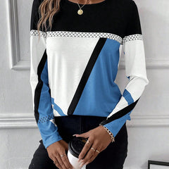 Blue Christine Brewer Quinn women's blouse with long sleeves and a relaxed fit, stylish chemisier for casual or office wear.