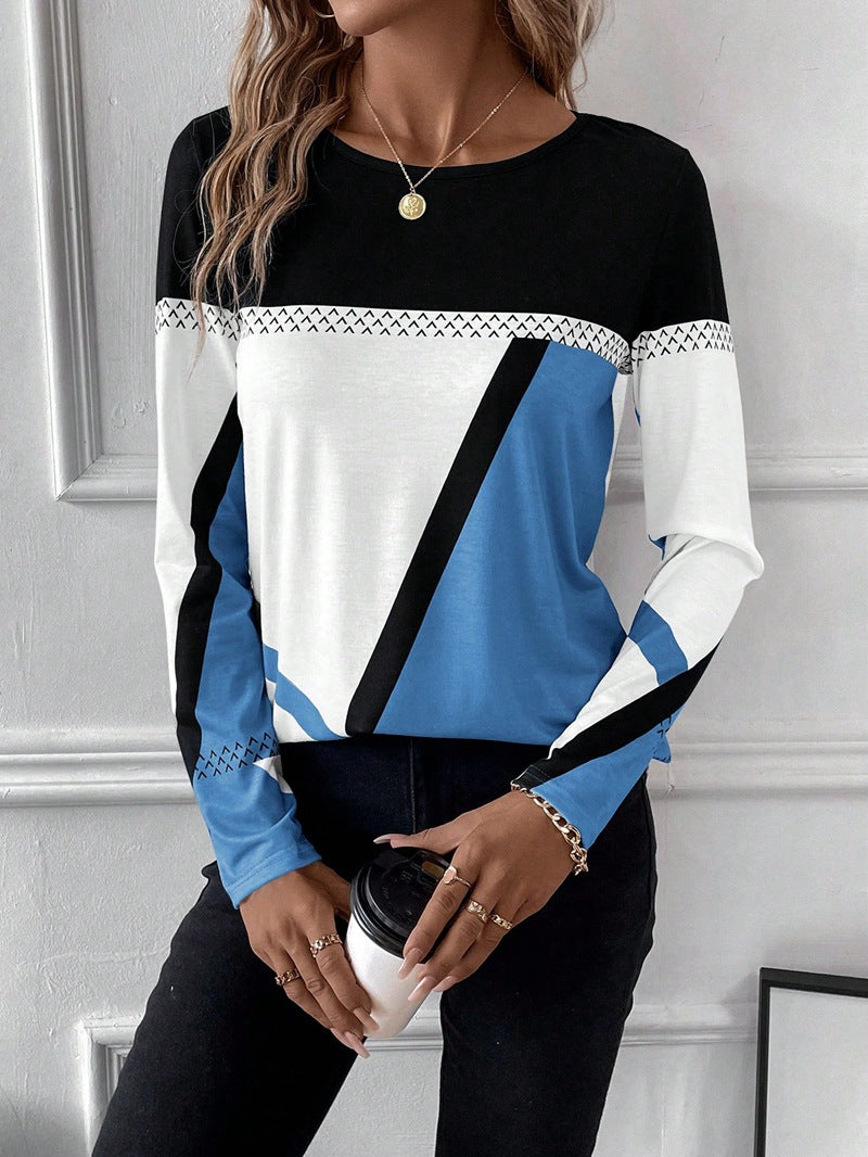 Blue Christine Brewer Quinn women's blouse with long sleeves and a relaxed fit, stylish chemisier for casual or office wear.