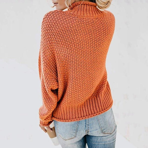Christine Brewer Lola women's turtleneck sweater in cozy knit, featuring a relaxed fit and boho beach-inspired style.