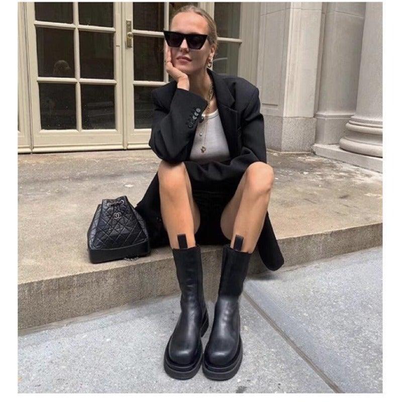 Candice | Leather Block Heel Ankle Boots for Women