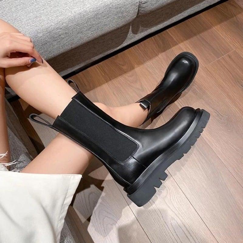 Candice | Leather Block Heel Ankle Boots for Women