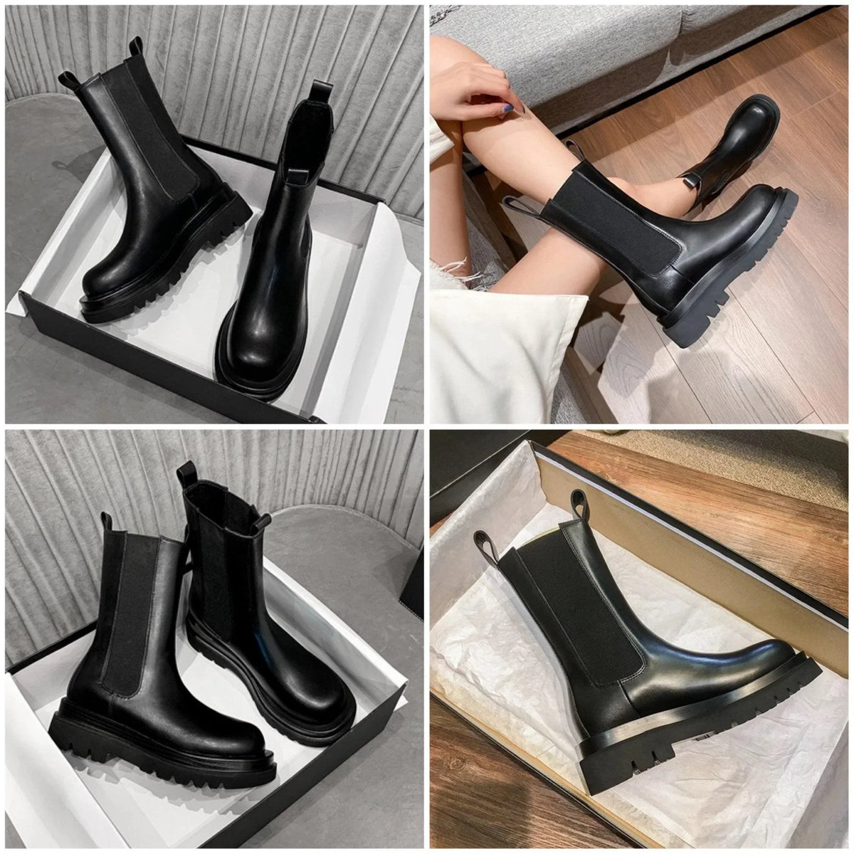 Candice | Leather Block Heel Ankle Boots for Women