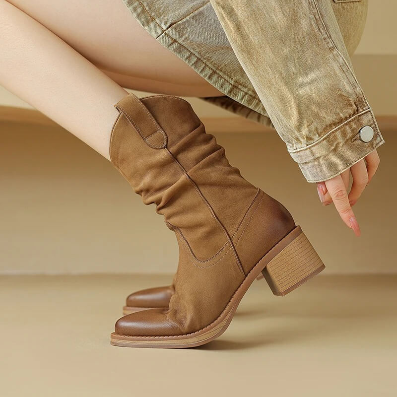 Hannah1 | Cowboy Boots, Western Boots, Women, Leather, Block Heel, Pointed Toe, Side Zip, Cowgirl,