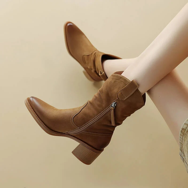 Hannah1 | Cowboy Boots, Western Boots, Women, Leather, Block Heel, Pointed Toe, Side Zip, Cowgirl,