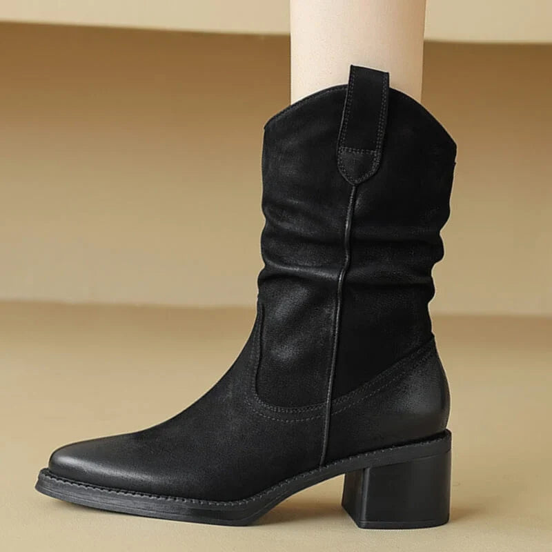 Hannah1 | Cowboy Boots, Western Boots, Women, Leather, Block Heel, Pointed Toe, Side Zip, Cowgirl,