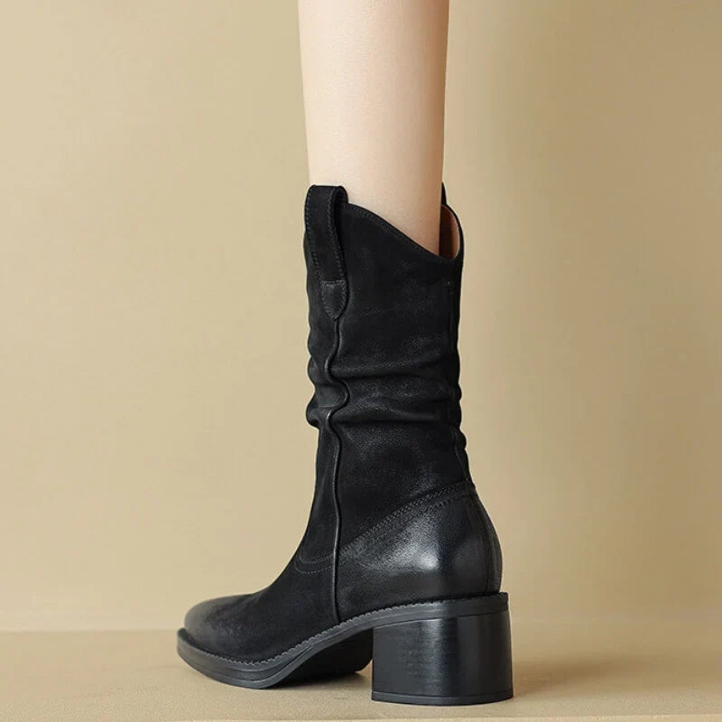 Hannah1 | Cowboy Boots, Western Boots, Women, Leather, Block Heel, Pointed Toe, Side Zip, Cowgirl,