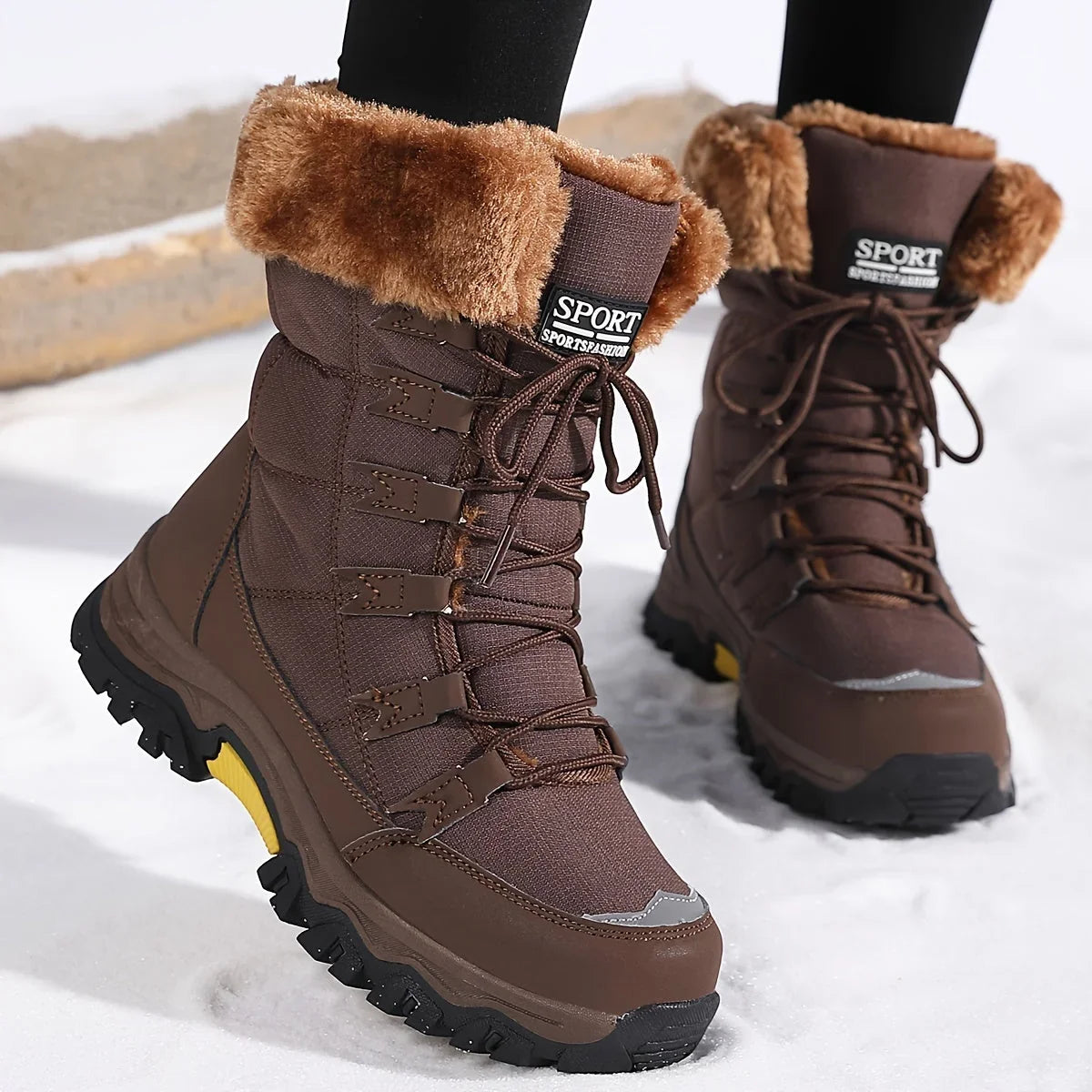 Luna1 | Snow Boots, Winter Boots, Women, Faux Fur, Fleece Lined, Lace Up, Warm, Fur