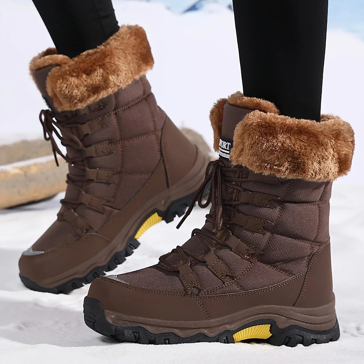Luna1 | Snow Boots, Winter Boots, Women, Faux Fur, Fleece Lined, Lace Up, Warm, Fur