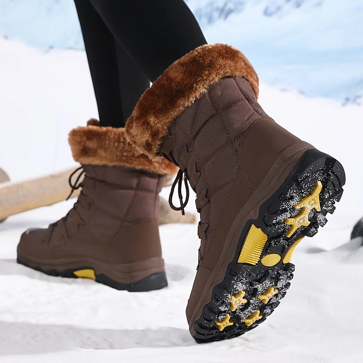 Luna1 | Snow Boots, Winter Boots, Women, Faux Fur, Fleece Lined, Lace Up, Warm, Fur